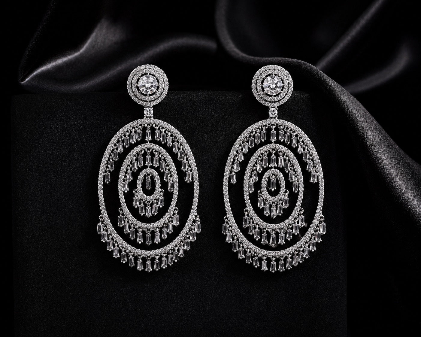 Luxury Crystal Chandelier Earrings | Silver Statement Bridal & Wedding Earrings