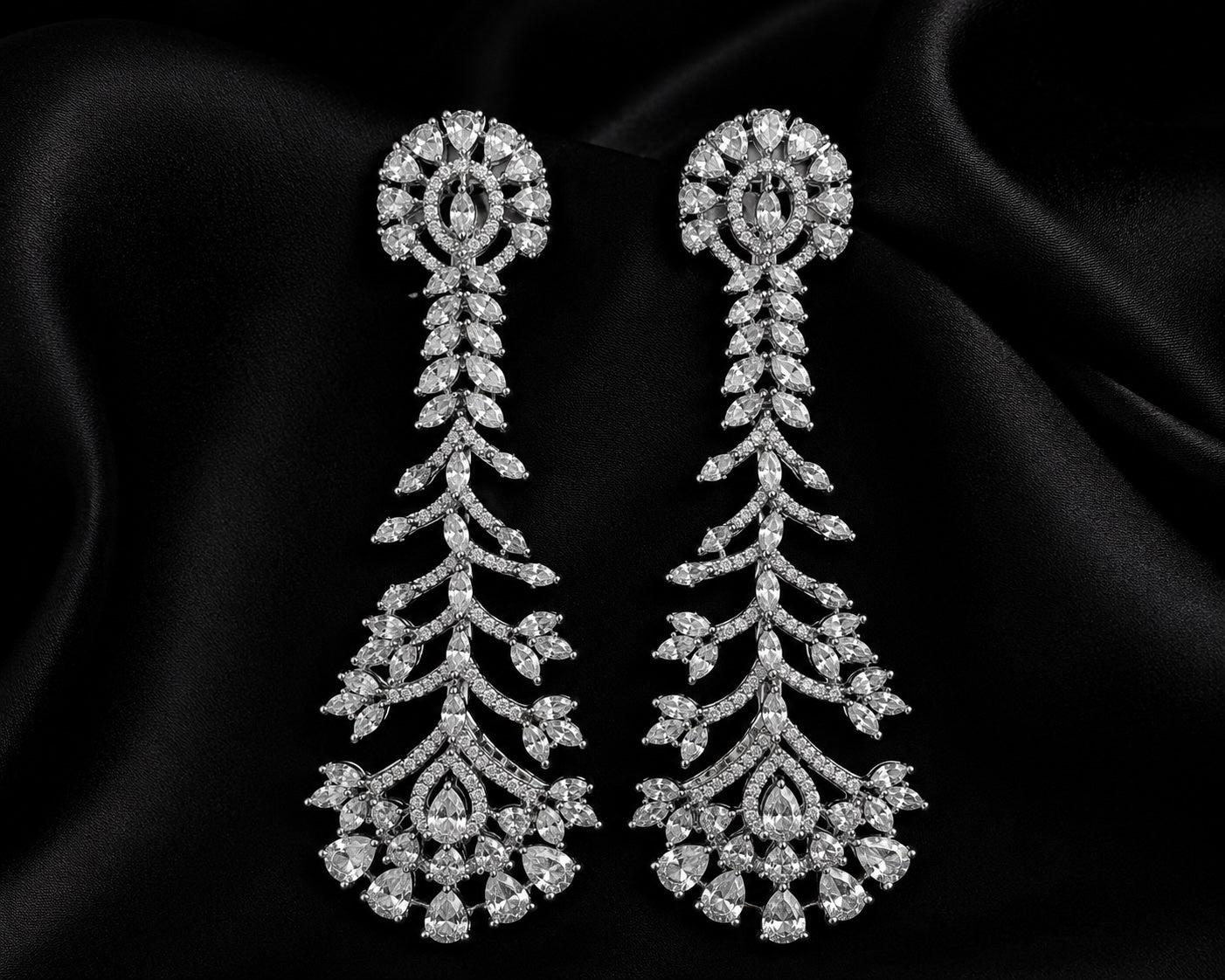 Luxury Crystal Cascade Chandelier Earrings | Statement Bridal & Wedding Earrings