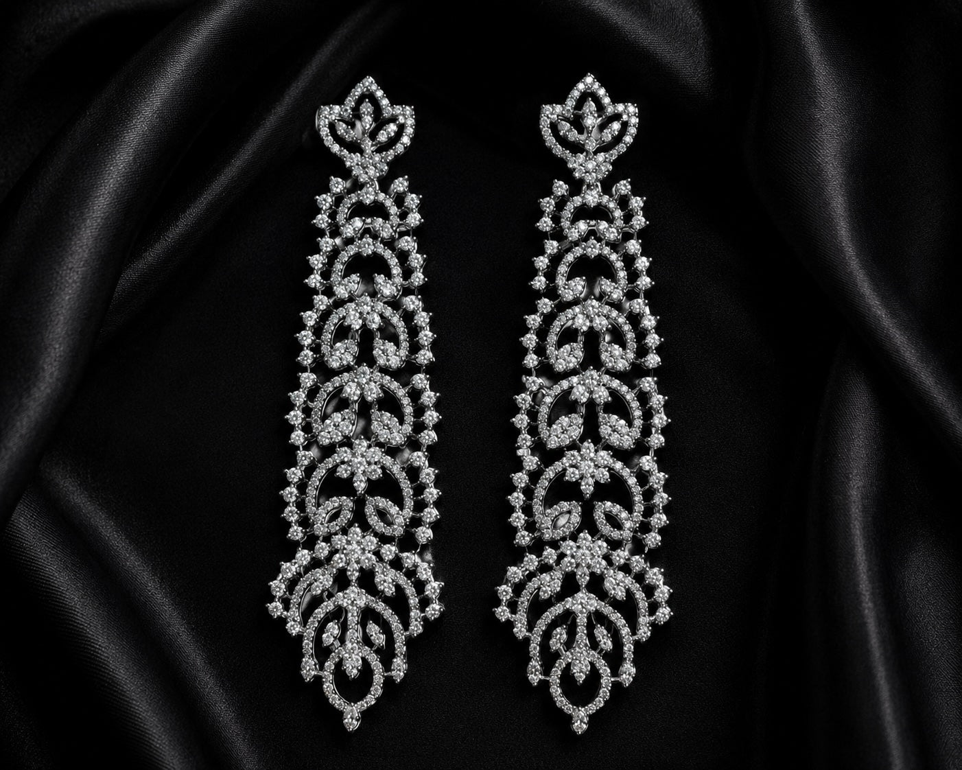 Royal Crystal Lace Statement Earrings | Luxury Bridal & Evening Earrings