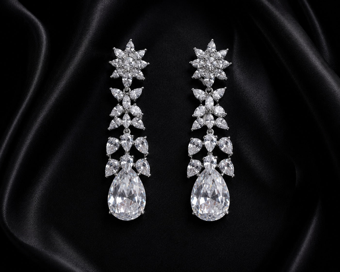Aurora Crystal Teardrop Earrings | Luxury Bridal Statement Earrings