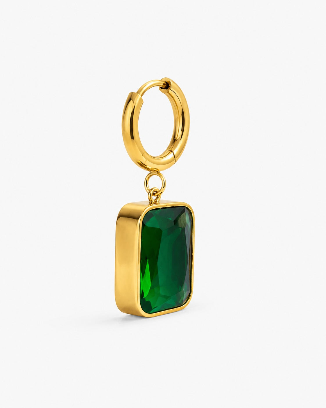 Emerald Luxe Gold Hoop Drop Earrings | Green Crystal Statement Earrings