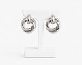 Silver Interlocking Circle Statement Earrings | Modern Chunky Link Drop Earrings