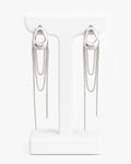 Silver Chain Tassel Statement Earrings | Modern Geometric Drop Earrings