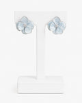Blue Floral Crystal Stud Earrings | Elegant Flower Statement Earrings