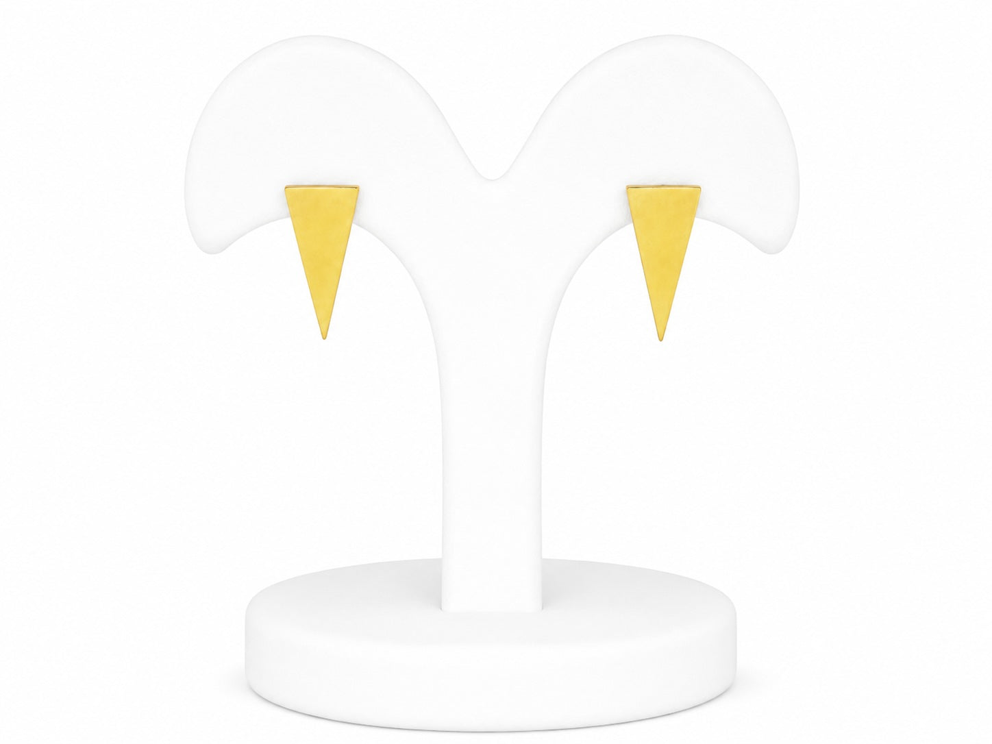 Triangle gold stud on a white background