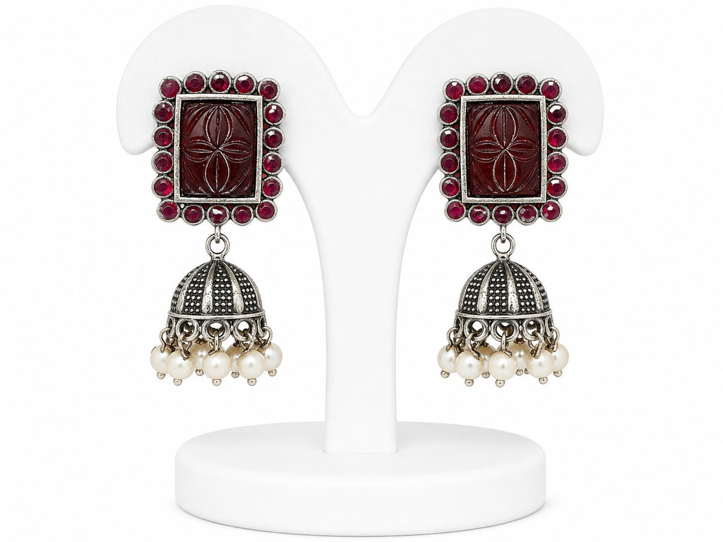 Ruby Heritage Pearl Jhumka Earrings | Khush Mizaj Official
