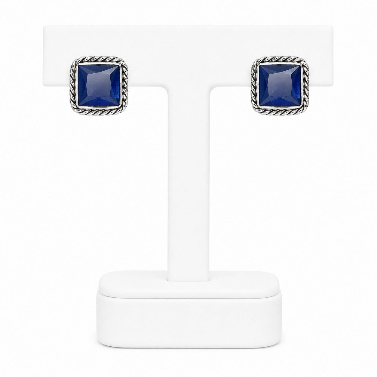 Green Gemstone Stud Earrings | Elegant Silver-Tone Statement Jewelry | Khush Mizaj Official