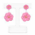 Pink Floral Drop Earrings | Feminine Statement Flower Earrings for Women