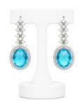 Blue Crystal Drop Earrings | Silver Statement Earrings for Weddings & Special Occasions