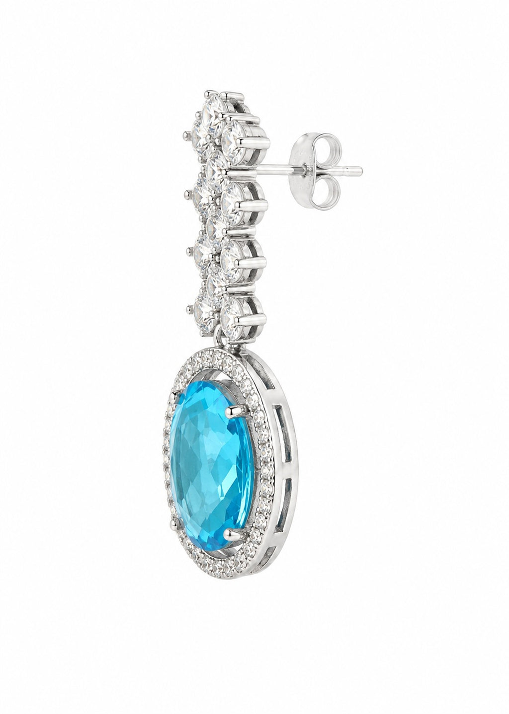 Blue Crystal Drop Earrings | Silver Statement Earrings for Weddings & Special Occasions