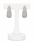 Crystal Pavé Silver Hoop Earrings | Elegant Statement Rhinestone Earrings