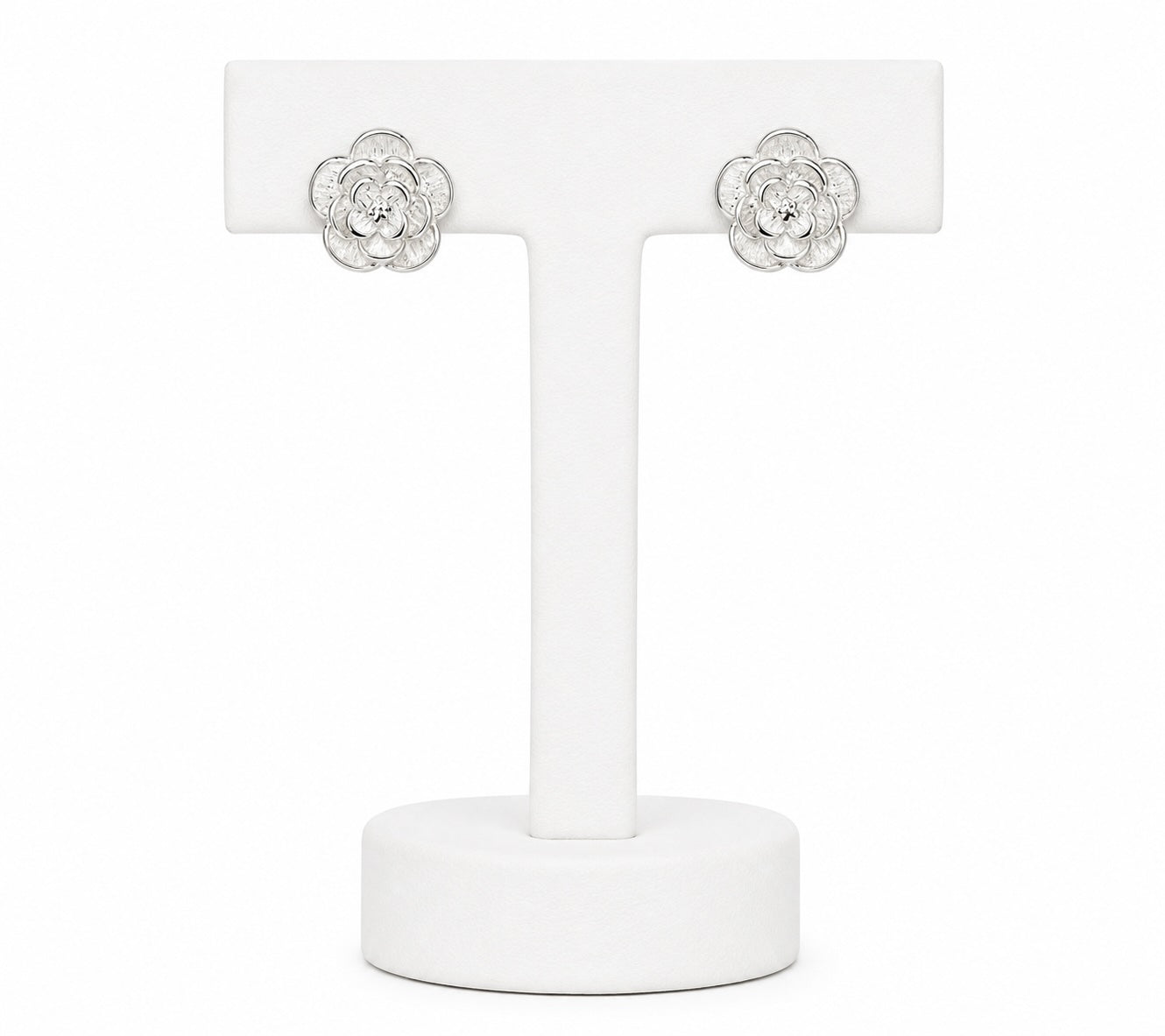 Silver Rose Stud Earrings | Elegant Floral Earrings for Women