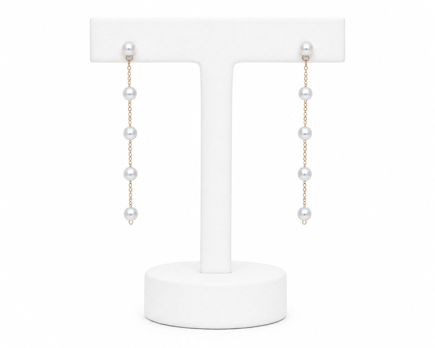 Gold Pearl Drop Earrings | Minimalist Long Pearl Chain Earrings