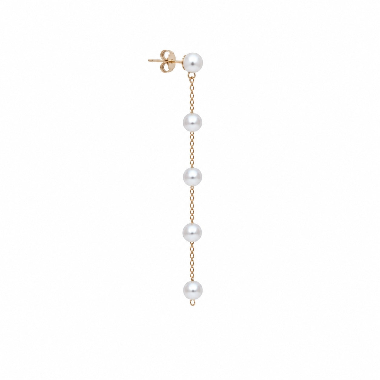 Gold Pearl Drop Earrings | Minimalist Long Pearl Chain Earrings
