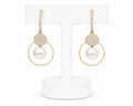 Gold Pearl Drop Hoop Earrings | Crystal Embellished Statement Earrings