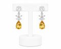 Golden Citrine Crystal Drop Earrings | Floral Statement Earrings