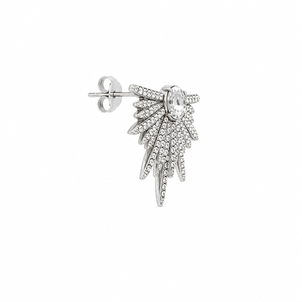 Crystal Sunburst Statement Stud Earrings | Silver Sparkle Earrings