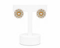 Gold Floral Crystal Stud Earrings | Elegant Flower Statement Earrings