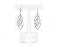 Silver Crystal Leaf Drop Earrings | Elegant Dangle Statement Earrings