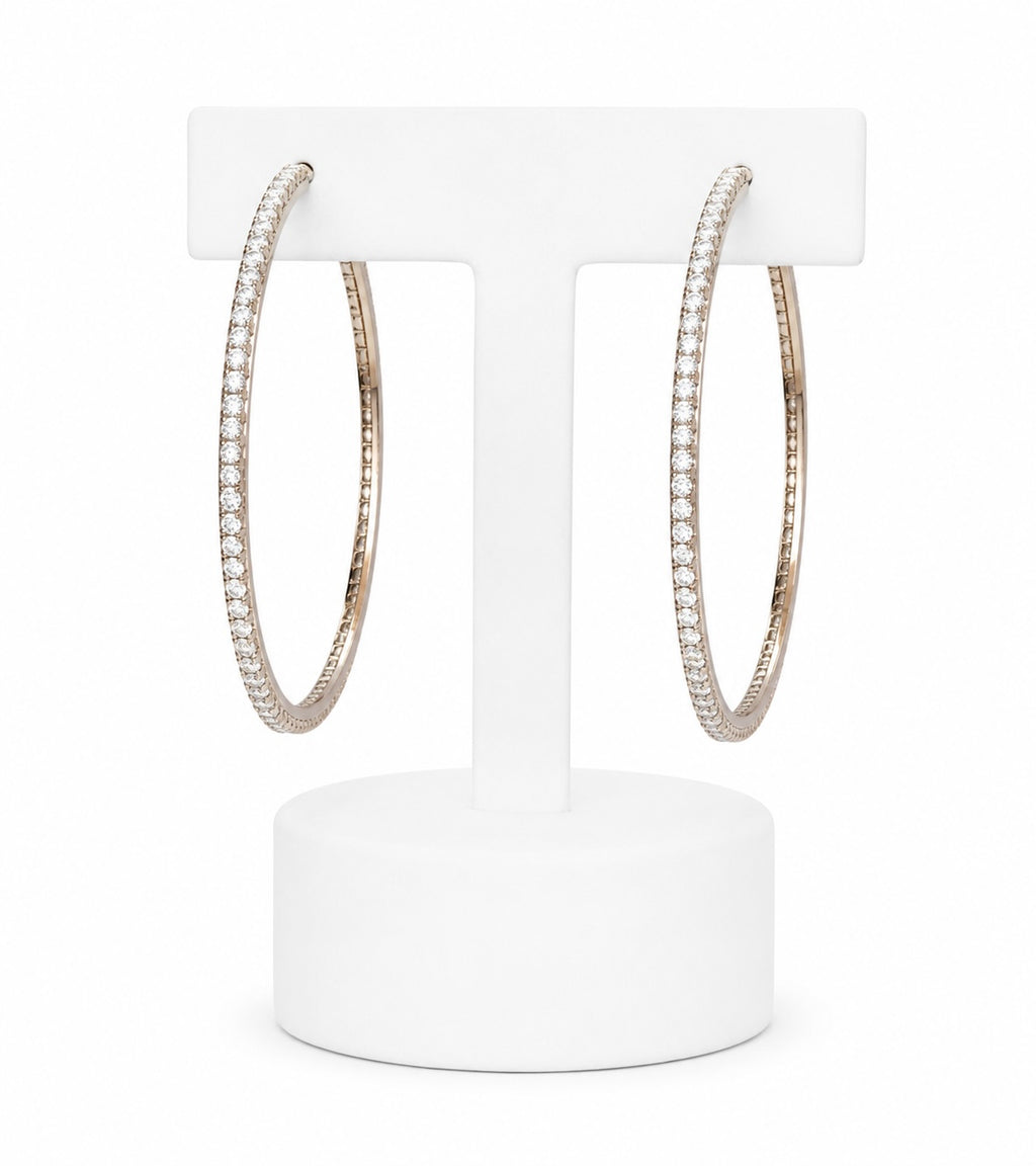 Rose Gold Crystal Hoop Earrings | Large Sparkling Statement Hoops