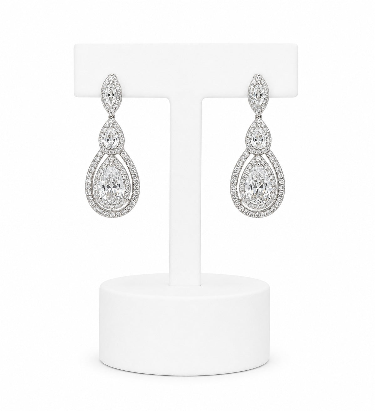Silver Crystal Teardrop Drop Earrings | Bridal Statement Earrings