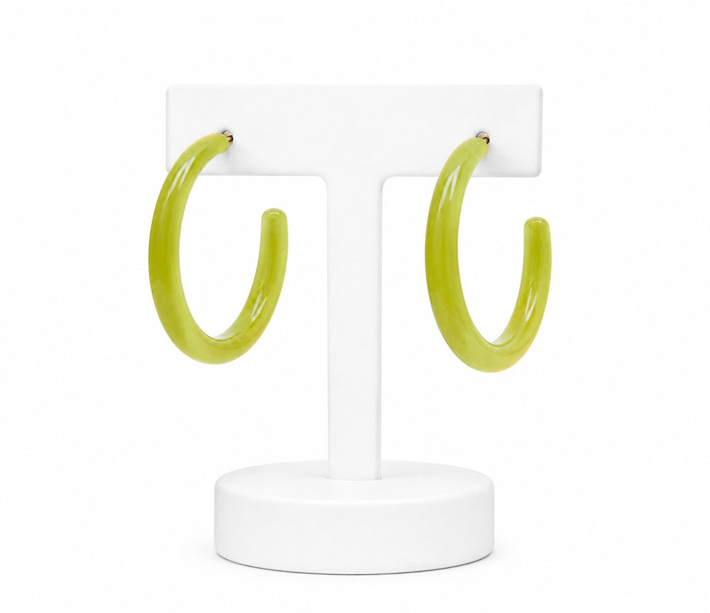 Lime Green Acrylic Hoop Earrings | Bold Statement Hoop Earrings for Women