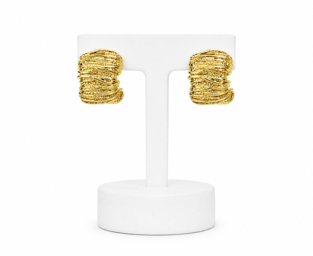 Textured Gold Statement Hoop Earrings | Bold Sculptural Gold Earrings for Women