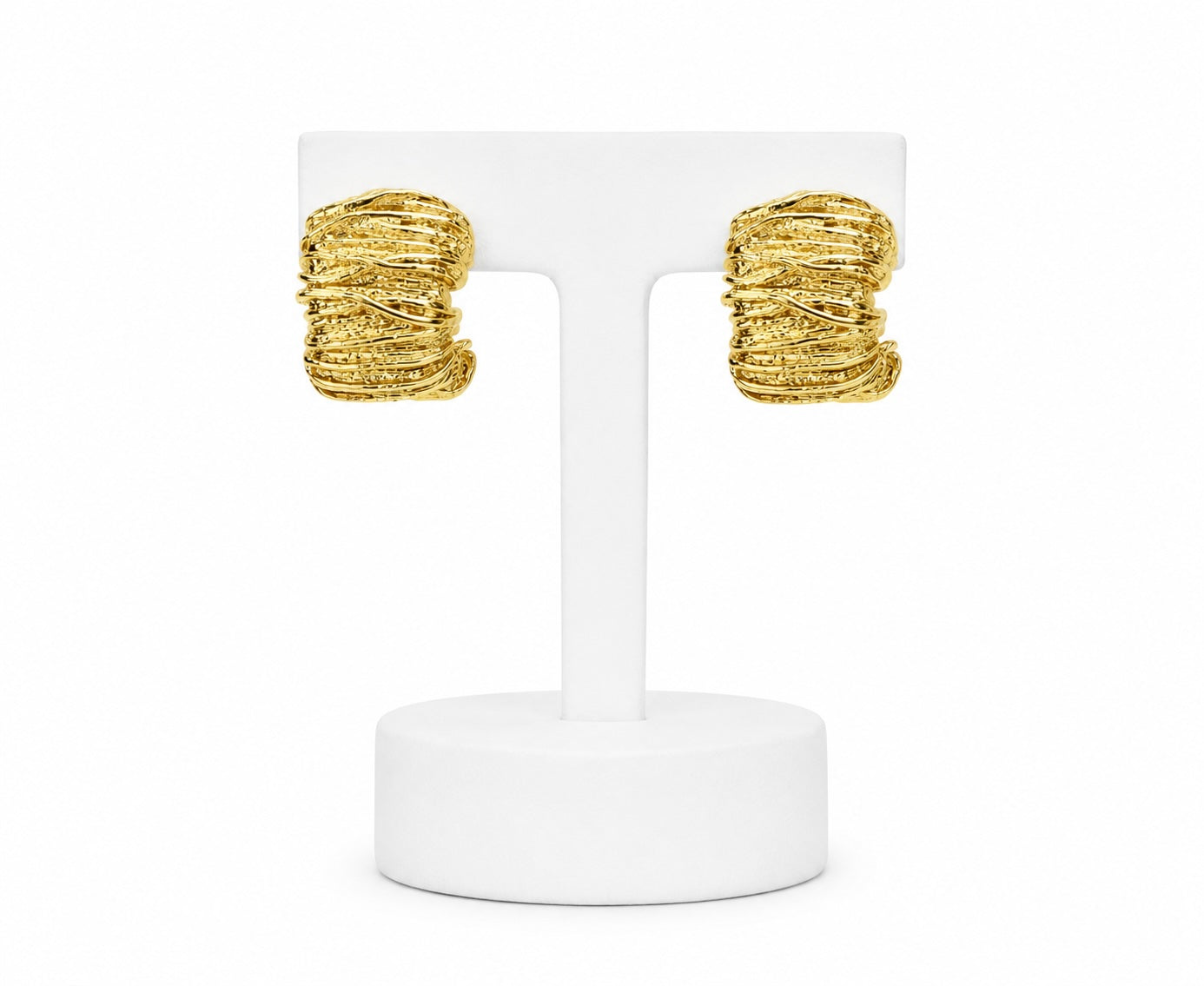Textured Gold Statement Hoop Earrings | Bold Sculptural Gold Earrings for Women