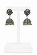 Oxidized Silver Floral Jhumka Earrings | Traditional Indian Statement Earrings