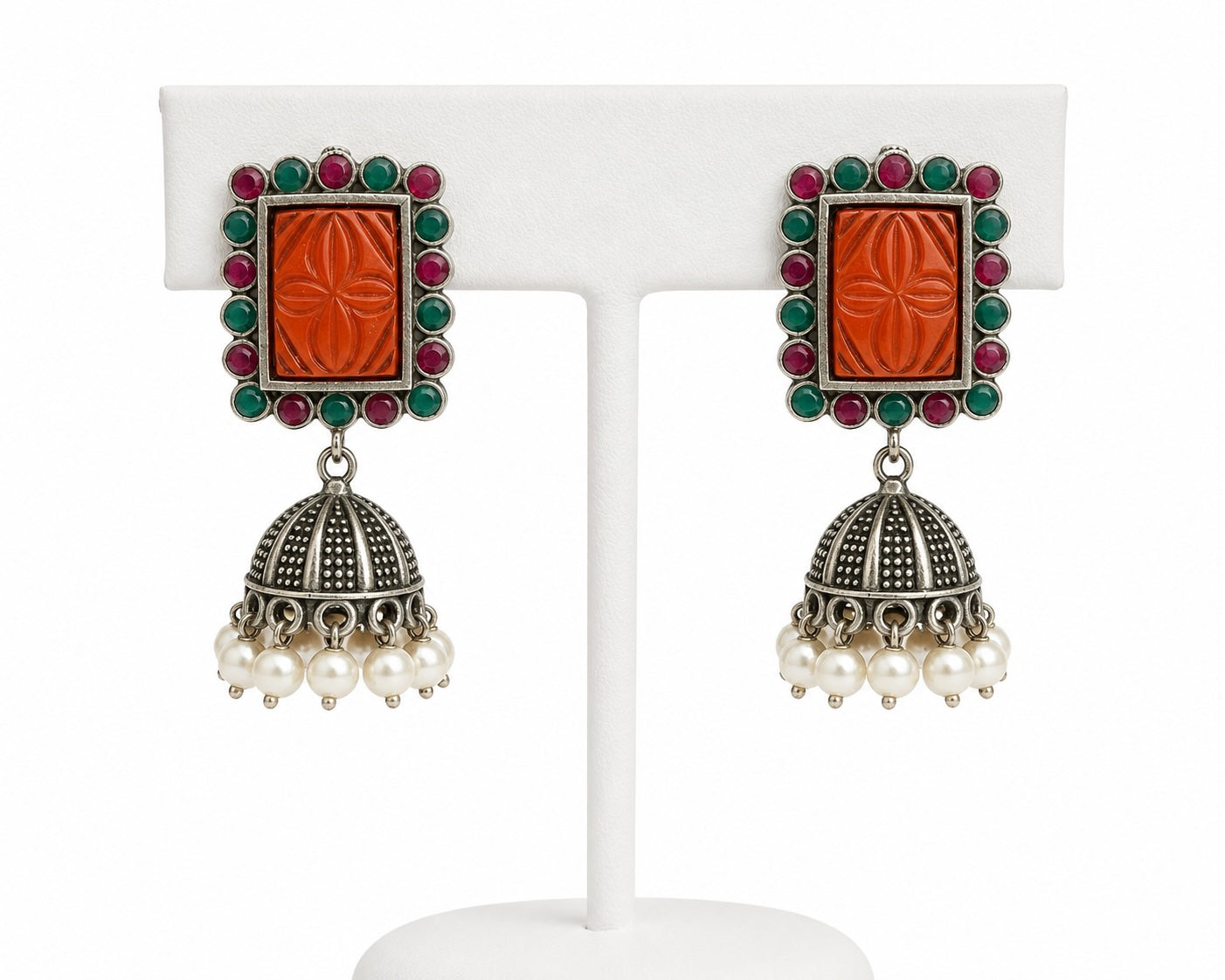 Ruby Heritage Pearl Jhumka Earrings