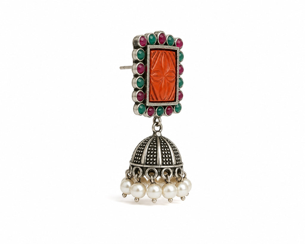 Ruby Heritage Pearl Jhumka Earrings