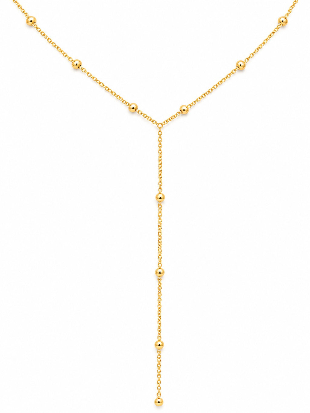 Gold necklace on a white background
