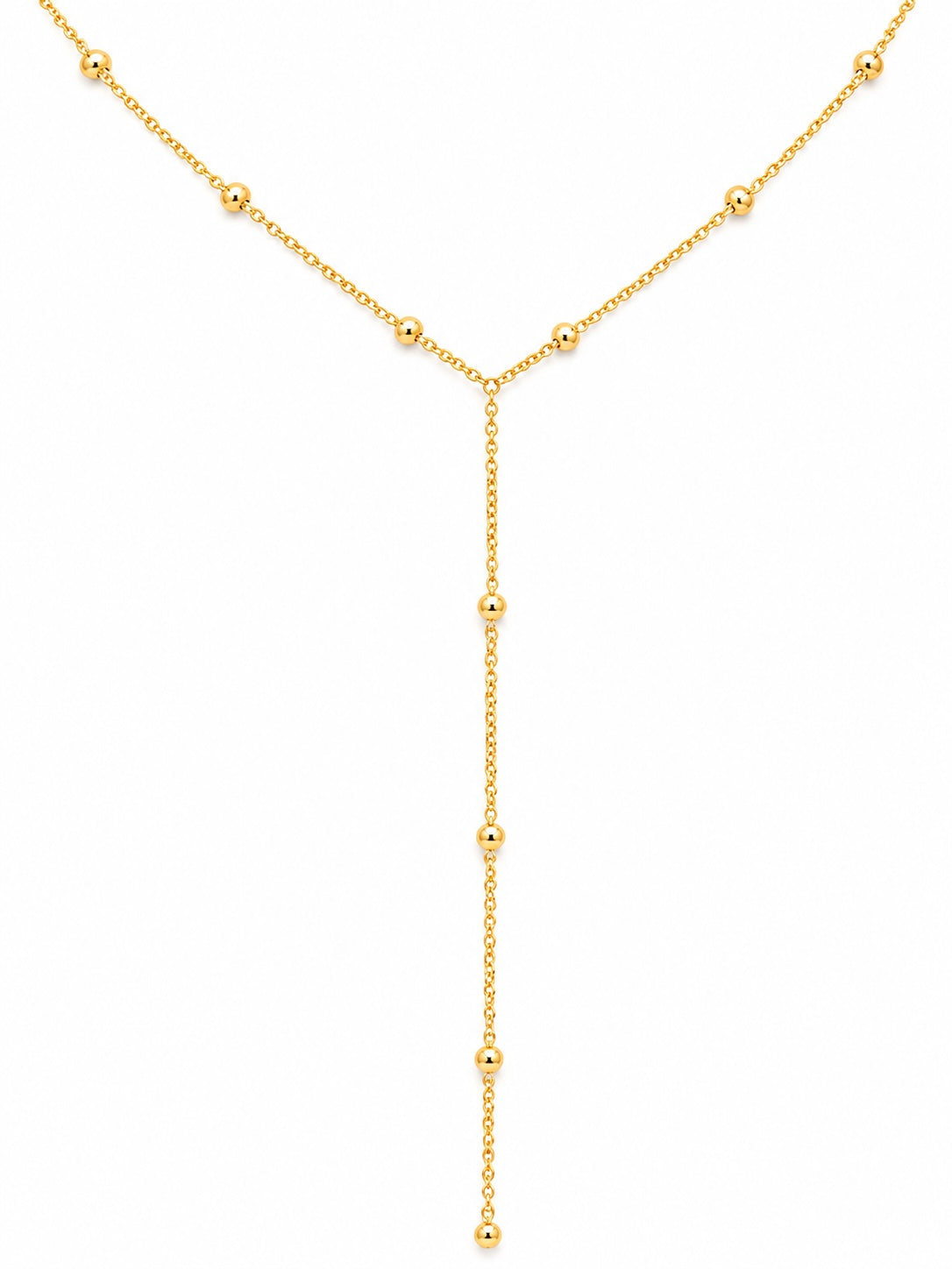 Gold necklace on a white background