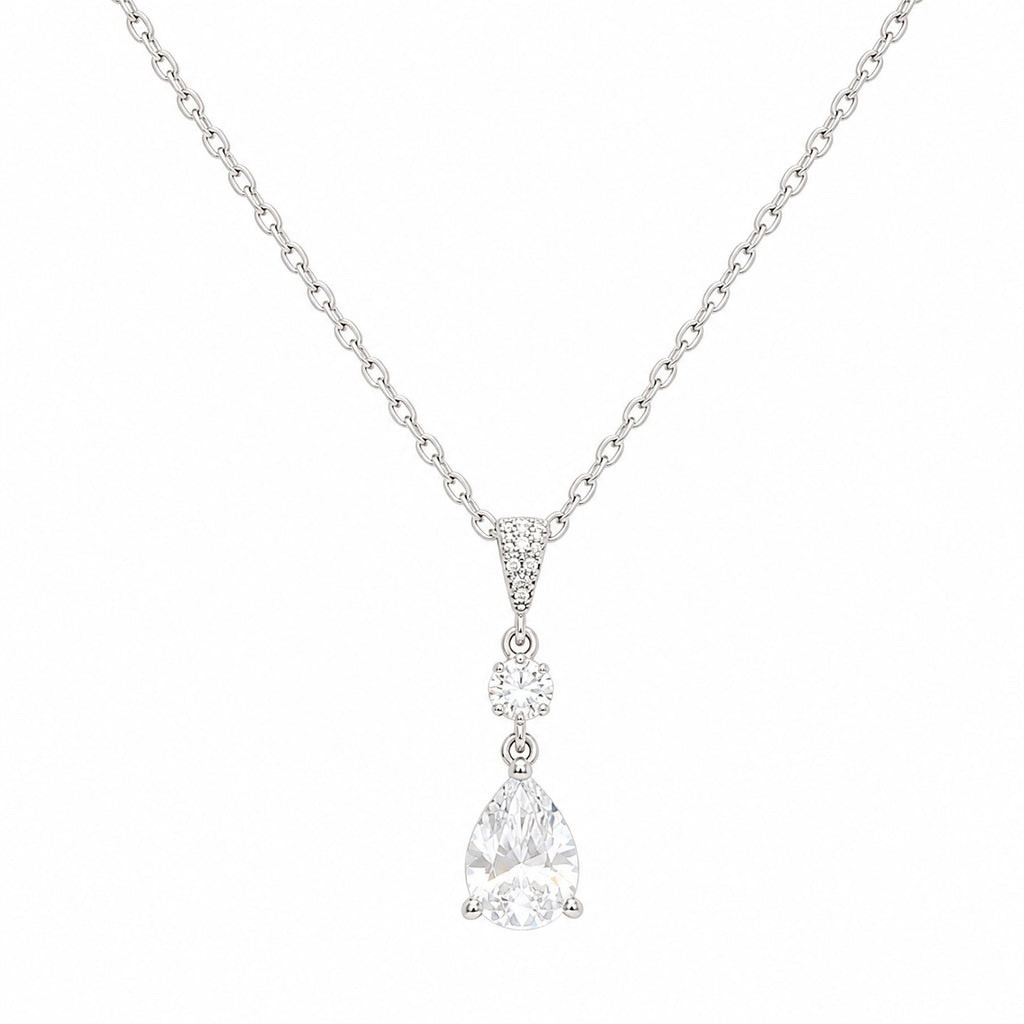  necklace with a teardrop pendant on a white background