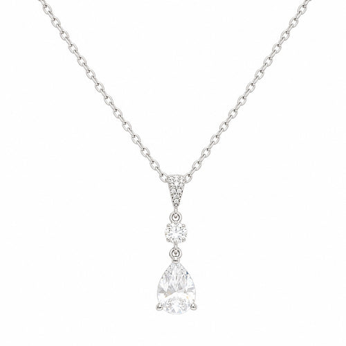  necklace with a teardrop pendant on a white background