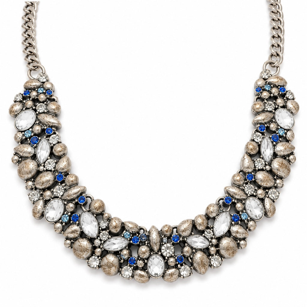 Necklace with decorative stones on a white background