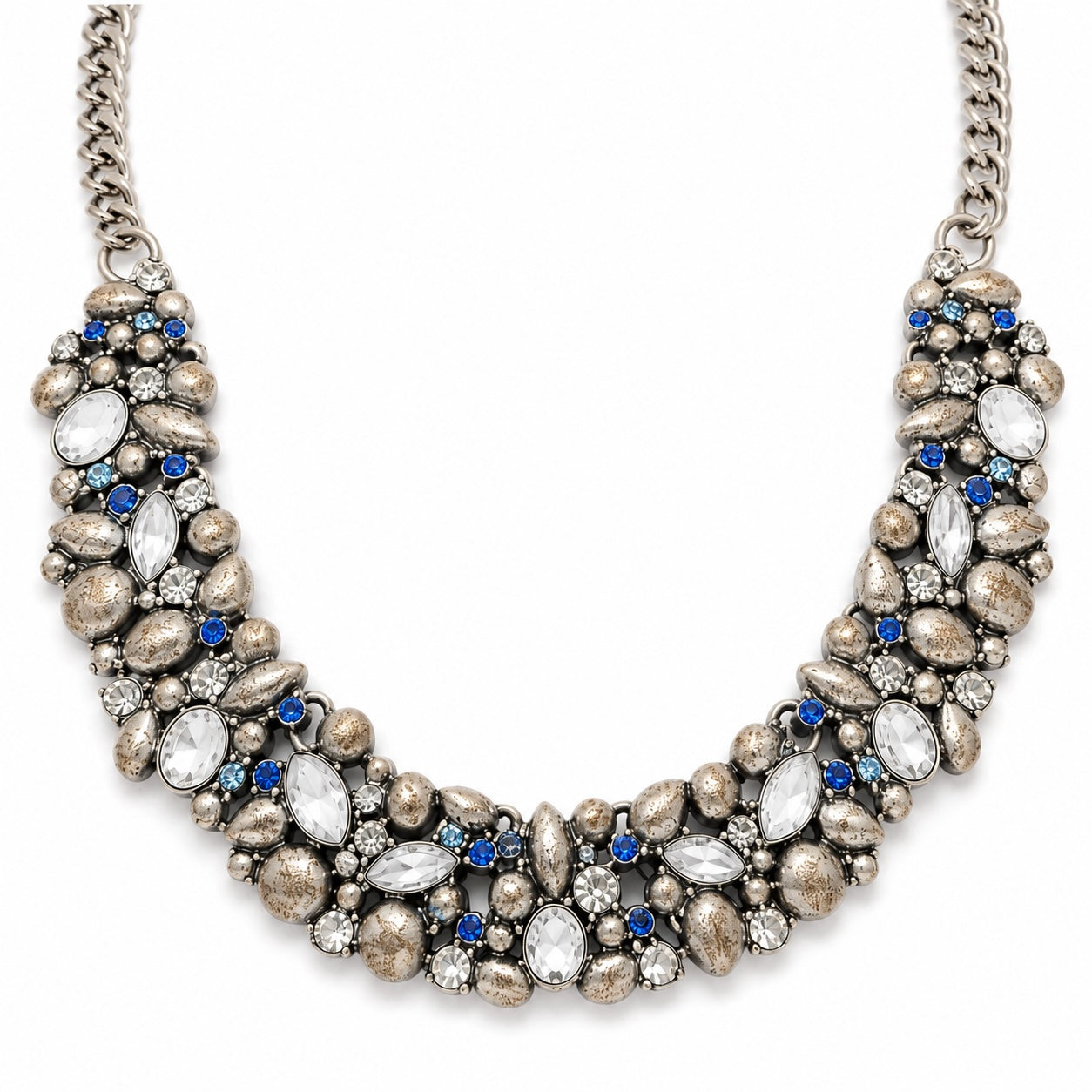 Necklace with decorative stones on a white background