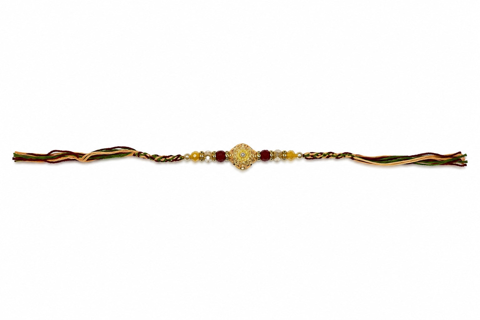 Premium Designer Rakhi with Gold Floral Centerpiece