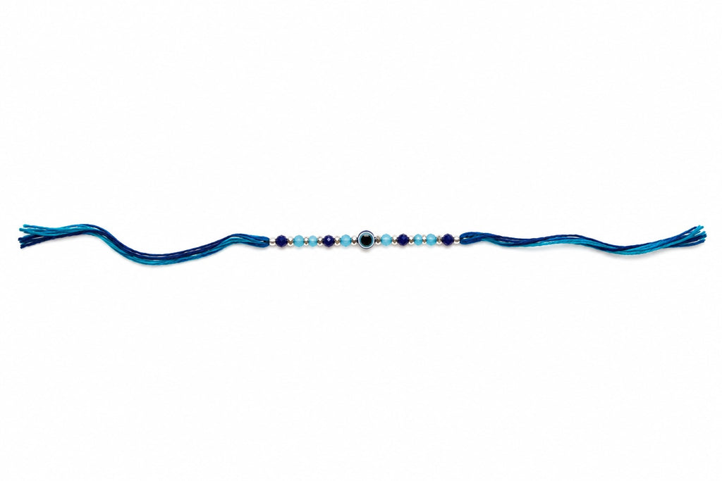 Blue Evil Eye Rakhi – Handmade Protective Beaded Rakhi