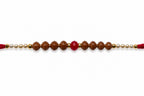 Minimalist Beaded Rakhi – Handmade Red Thread Rakhi