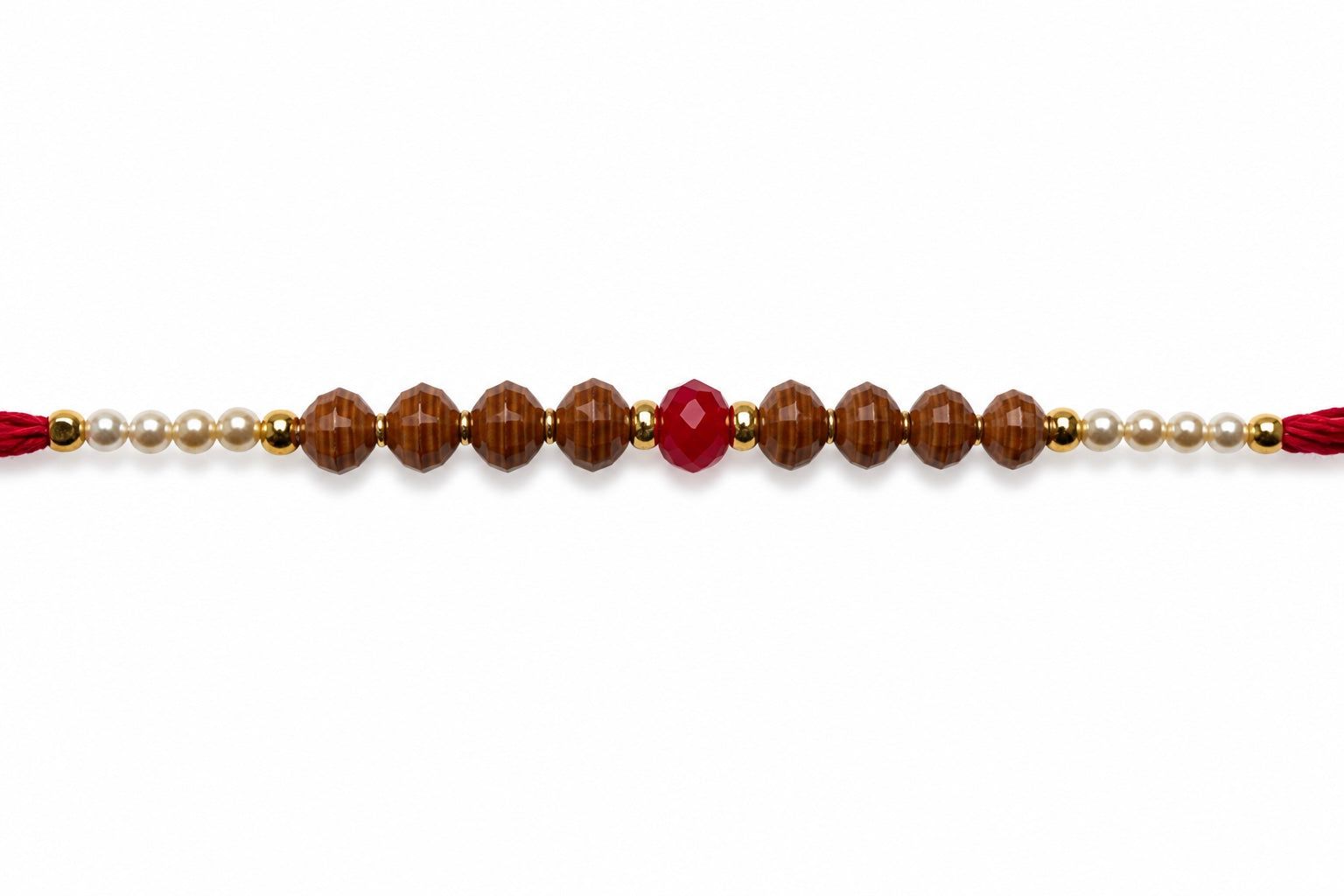 Minimalist Beaded Rakhi – Handmade Red Thread Rakhi