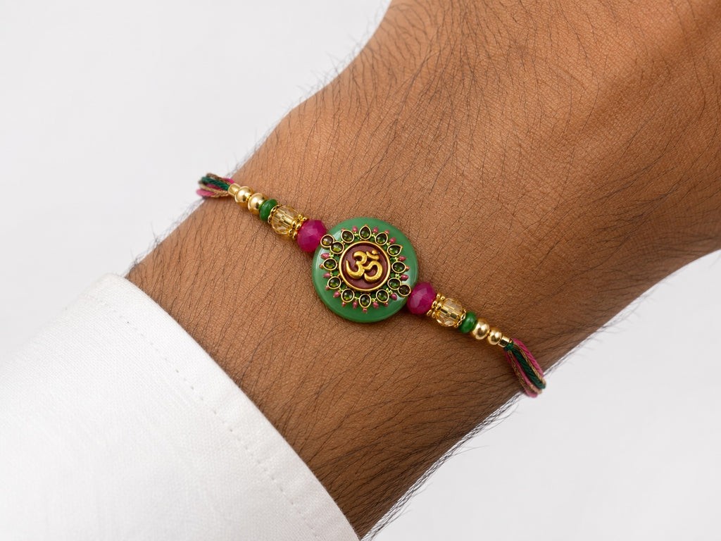 Om Designer Rakhi – Traditional Spiritual Raksha Bandhan Bracelet