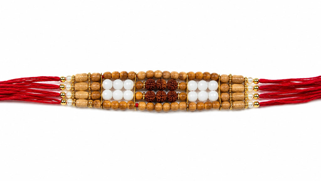 Rudraksha Designer Rakhi – Premium Spiritual Raksha Bandhan Bracelet