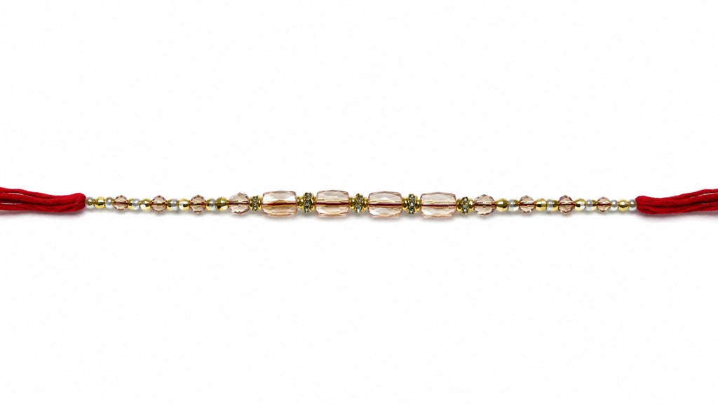 Minimalist Pearl & Gold Bead Rakhi – Elegant Handmade Raksha Bandhan Bracelet
