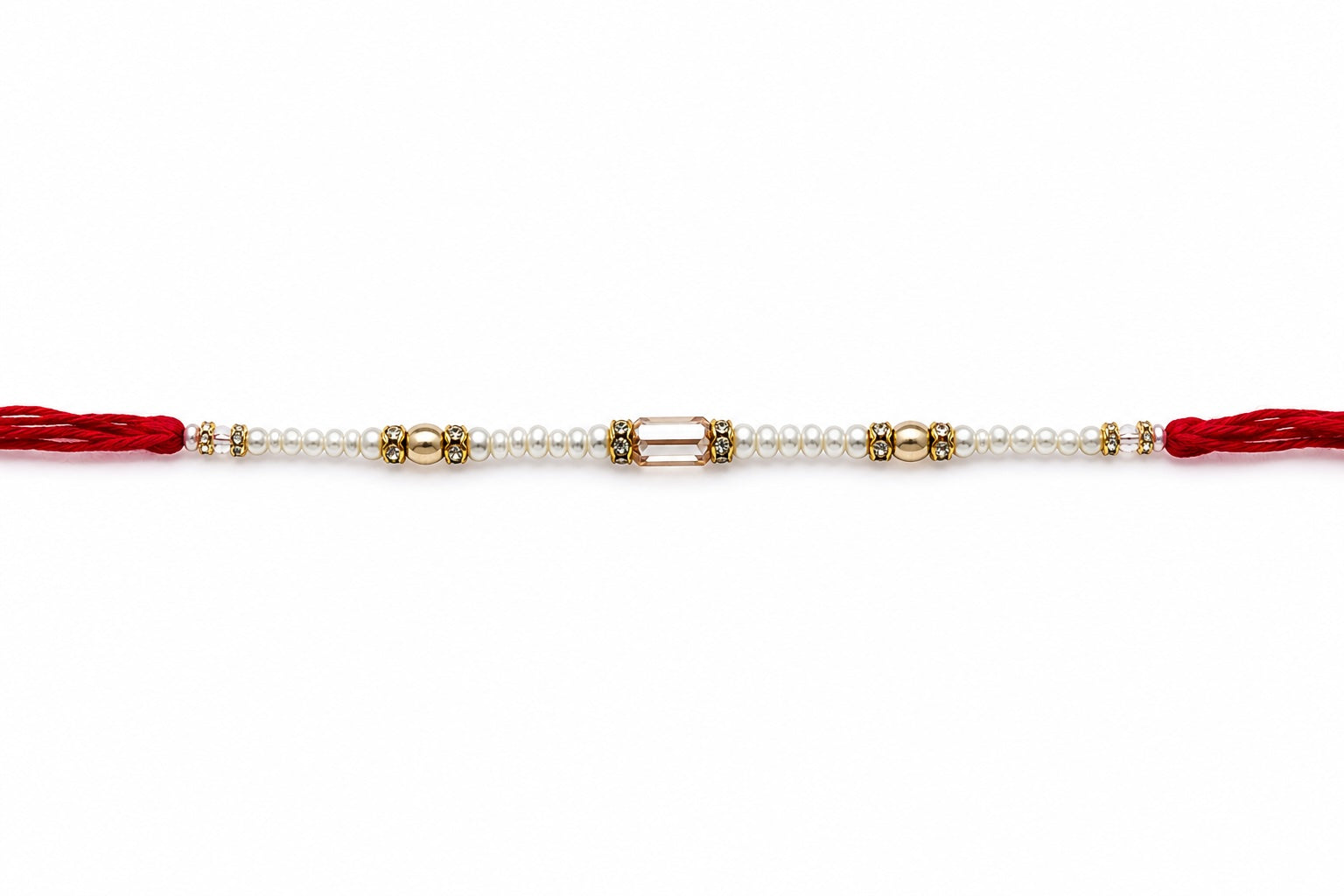 Elegant Pearl & Gold Rakhi – Handmade Minimalist Raksha Bandhan Bracelet