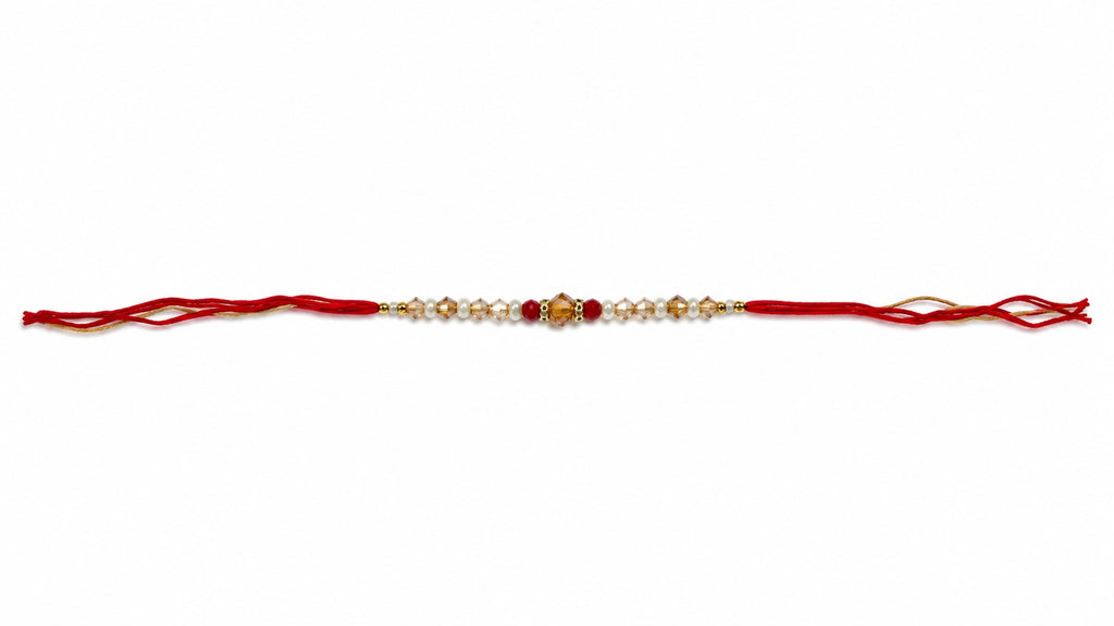 Pearl & Crystal Rakhi – Elegant Handmade Rakhi for Brother