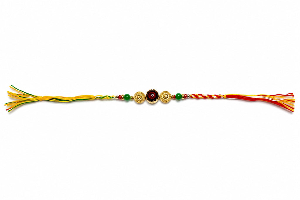 Royal Ruby Red Designer Rakhi – Premium Gold Rakhi for Brother