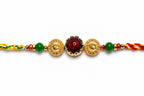 Royal Ruby Red Designer Rakhi – Premium Gold Rakhi for Brother