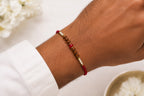 Minimalist Beaded Rakhi – Handmade Red Thread Rakhi