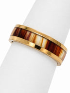 ring with gold band and wooden inlay 
